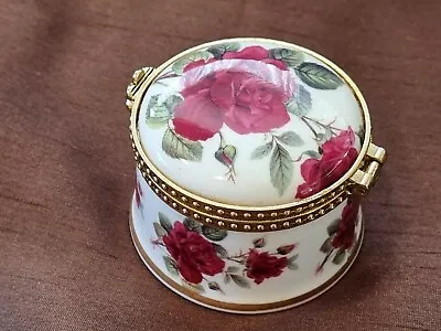 Buy Fenton Bone China Ruby Wedding Round Trinket Box In White & Ruby Roses • 14.85£