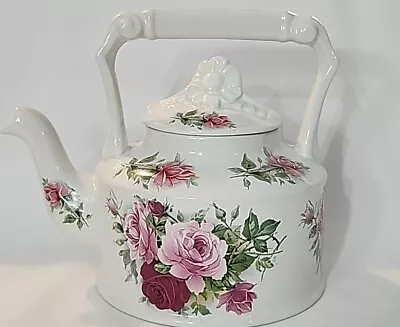 Buy Vtg Arthur Wood Teapot Pattern 6304 Pink Red Roses Embossed W/Flower Finial EUC  • 24.02£