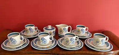Buy Rare Vintage Burleigh Ironstone Lausanne – Tea Set - 20 Pieces – Blue Flowers • 49.99£