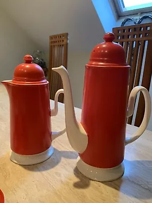 Buy Vintage Carlton Ware Art Deco Oslo Red And White  Complete Coffee Set • 200£