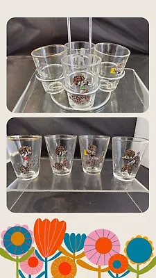 Buy Vintage Poodle Shot Sherry Glass Set Of 4 In Chrome Wire Carry Caddy 1960s  • 28.49£