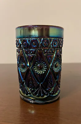 Buy Antique Imperial Diamond & Lace Amethyst Carnival Glass Tumbler Electric Purple • 47.39£