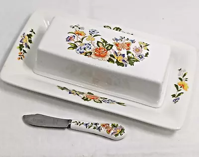Buy Aynsley Cottage Garden Butter Dish And Spreader / Covered Dish • 9.99£