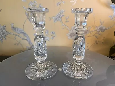 Buy Pair Of Vintage Cut Crystal Glass Candle Holder Candlesticks 20 Cm Tall • 32£