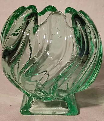 Buy Bagley Art Deco Equinoxgreen Glass Posy Vase 1930 • 7.99£