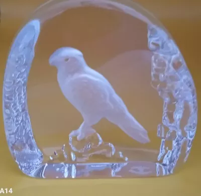 Buy Wedgewood Crystal Glass Bird Paperweight - HAWK Peregrine FALCON On Rocks 9cm • 12.99£