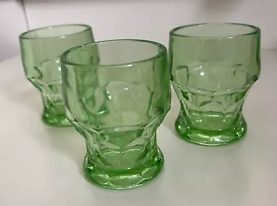 Buy Vintage Green Depression Juice Glasses - Glassware Tumblers - Set Of 3 • 49.61£