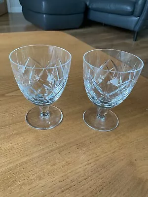 Buy Set Of 2 Brierley Crystal Glass “Braemer” Short Stem Wine Glasses Signed • 9.99£