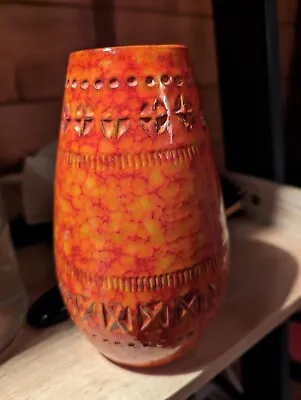 Buy Vintage Mid Century Italian Orange Red Bitossi Vase • 117.27£