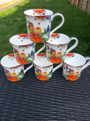 Buy Mackenzie Childs Coffee Mug Flower Market Set Of 6 Floral Bone China Tea Coffee • 49.99£