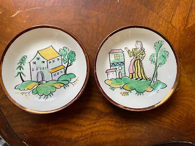 Buy 2 Vintage  Gray's Pottery Stoke On Trent England Round Trinket Dishes. • 11.34£