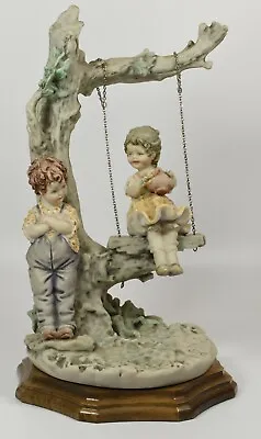 Buy Vintage Capodimonte B Merli Boy With Girl On Swing Large Figure • 68.99£