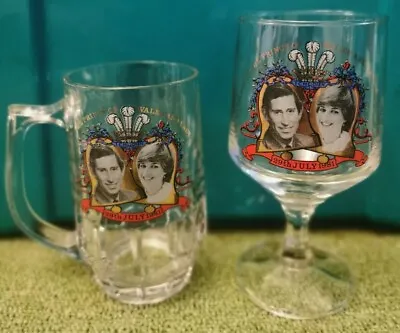 Buy 2 X Commemorative Glasses Celebrating The Wedding Of Charles & Diana July 1981 • 7.50£