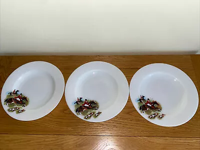 Buy 3 X Vintage JAJ Pyrex Tally Ho Hunting Scene Salad/Dessert Plates Very Good • 5£
