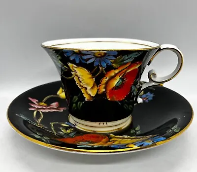 Buy Rare 1930’s Aynsley Black Handpainted Crocus Tea Cup And Saucer B4156 • 89.99£