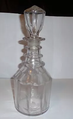 Buy Vintage  HEAVY PRESSED GLASS DECANTER: 11 ½” TALL WITH STOPPER • 4.99£
