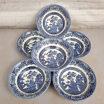 Buy 6 X EIT English Ironstone Tableware Old Blue Willow Soup Cereal Bowls 16cm • 22.99£