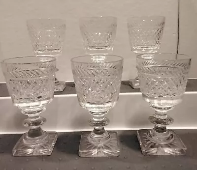 Buy Six Georgian Cut  Crystal Liqueur Glasses Square Bases.  Set Of Six • 35£