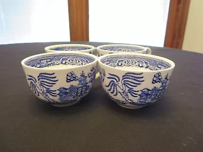 Buy 4 Staffordshire England Ye Olde Willow Blue Cups • 14.66£