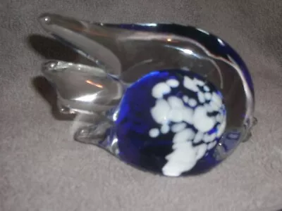 Buy Murano Art Glass Blue And White Fish 12cm Long 8cm High • 10£