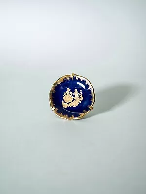 Buy Limoges Miniature Porcelain Plate - Cobalt Blue And Gold Patterned - French • 18.02£