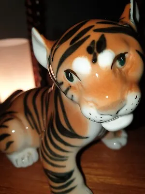 Buy Vintage Lomonosov Russian USSR Tiger Cub Porcelain China Figurine  • 12£