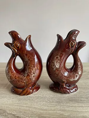 Buy Vintage Kernewek Pottery Brown Seal Jug Vase 18cm Pair Retro - Chipped • 19.99£