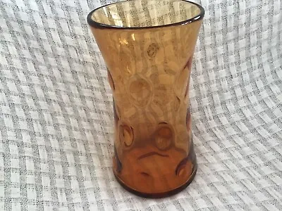 Buy Vintage Thomas Webb 1960s Traditional. Amber. Glass Vase. Signed. • 20£