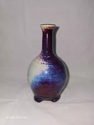 Buy Chinese Style Pottery Flambe Glaze Vase 5.5 Inch Purple Blue Signed  • 37.95£