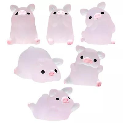 Buy  6 Pcs Mini Pig Ornament Desktop Decor Resin Luminous Decorate Animal • 4.75£