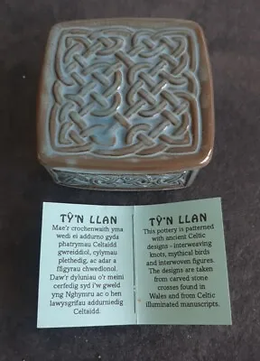 Buy TYN LLAN WALES Studio Pottery Celtic Knot Square Trinket Dish + Information Card • 9.95£