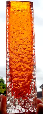 Buy Whitefriars Textured Nailhead Tangerine Vase Geoffrey Baxter .1974. Pat No 9683. • 65£