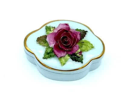 Buy Royal Adderley Bone China Floral Figurine Trinket Box Made In England Pale Blue • 14.15£