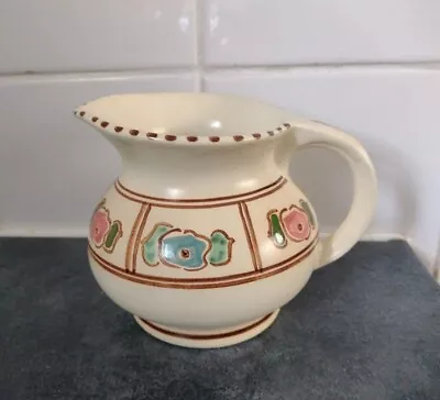Buy Honiton Pottery Jug Pink And Blue Flower Band Buttercream Yellow Hand Painted  • 6.87£