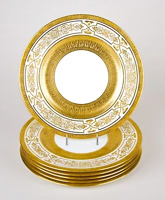 Buy George Jones Crescent Gold Encrusted Dinner Plates Set Of 6 Vintage England • 318.94£