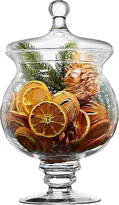 Buy Glass Footed Round Jar Hand Crafted With PLAIN Lid H31cm TULIP • 22.99£