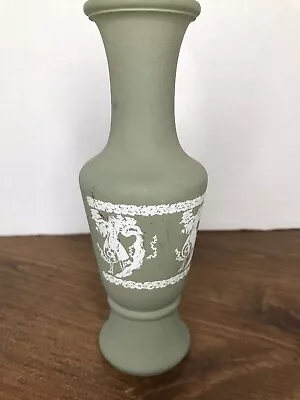 Buy Vintage Avon Imitation Wedgewood Jasperware Bud Vase Green Frosted Glass 6  • 7.58£