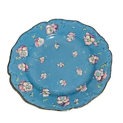 Buy Brown Westhead Moore Scalloped 8” Luncheon Plate Flowers Gold Blue Cauldon Ware • 12.71£