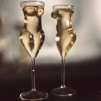 Buy Set Of 2 Body Shape Champagne Glasses | Trending Art Deco | Prosecco Flute • 25.95£