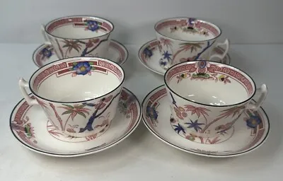 Buy 1920s Kenya Pink Cups/Saucers 4  Sets Wood & Sons Woods Ware Hand Painted RARE • 141.74£