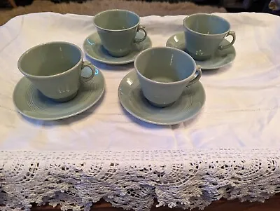 Buy Vintage Utility Wood's Ware Beryl Green Teacups / Cups And Saucers X 4 1940s VGC • 11.99£
