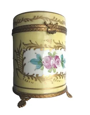Buy Limoges French Porcelain Vanity Box Jar Pot Vintage Floral Painted LG China • 16£