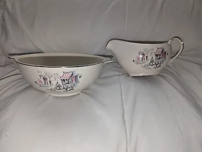 Buy Alfred Meakin England China 8  Bowl And Gravy Boat 1950's Paris Care Scene • 28.41£