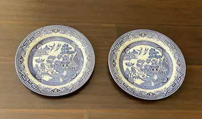 Buy CHURCHILL China (England)  BLUE WILLOW 10 1/4  Dinner Plates (set Of 2) NWOT • 34.10£