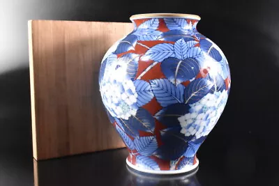Buy D1962: XF Japanese Arita-ware Colored Porcelain FLOWER VASE Koransha Made W/box • 79.05£