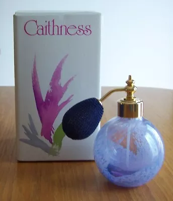 Buy Vintage Caithness Scotland Blue Glass Perfume Bottle Atomiser Box Never Used • 15.36£