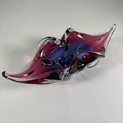 Buy Bohemian Glass Vase Bowl Czech Republic Josef Hospodka Vintage Blue Pink Clear • 33.92£