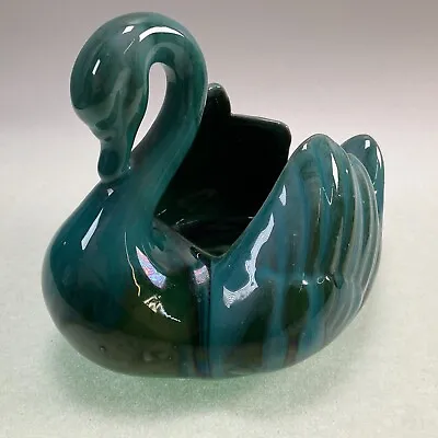 Buy Blue Mountain Pottery Vintage Swan Planter Green Turquoise Drip Glaze • 23.60£