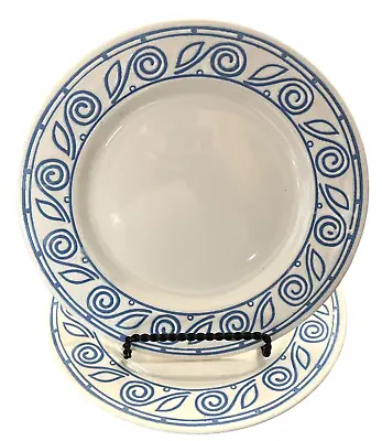 Buy Vintage Gibson China White & Blue Salad Plates Embossed Swirl Leaf Pattern 8  • 15.20£