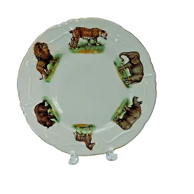 Buy Vintage Child's China 7  Plate ~ Wild Animals ~Lion Elephant Zebra Bear ~Germany • 18.99£
